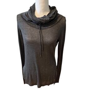 Anangram Funnel Neck Tissue Top Charcoal Gray S